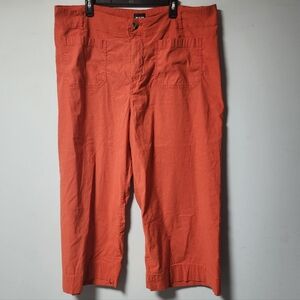 Anthropologie Maeve Orange Colette Wide Leg Capri Cotton Linen Pants Plus 22W